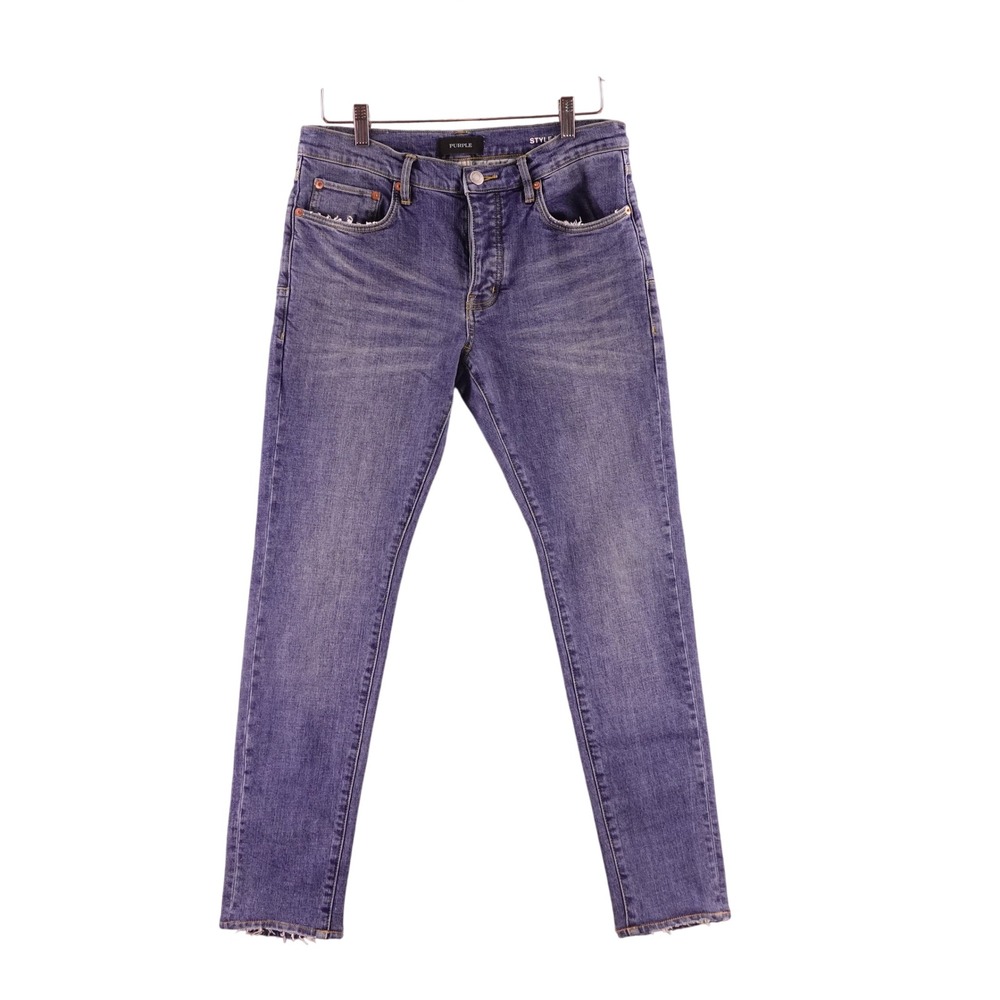 Purple Brand Mens 31 x 30 P001 Low Rise Skinny Jeans Faded Indigo Raw Hem